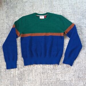 Wilson Green and Blue Crewneck Sweater with Brown Stripe Size Medium